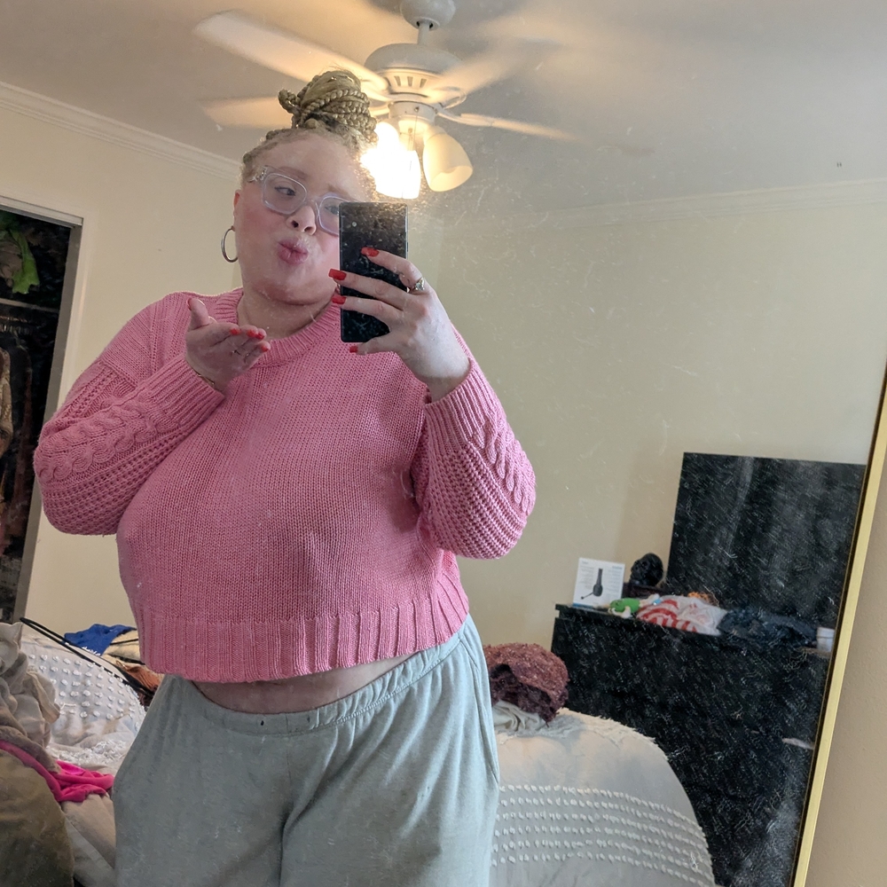 Francesca's Collections Pink Crew Neck Sweater